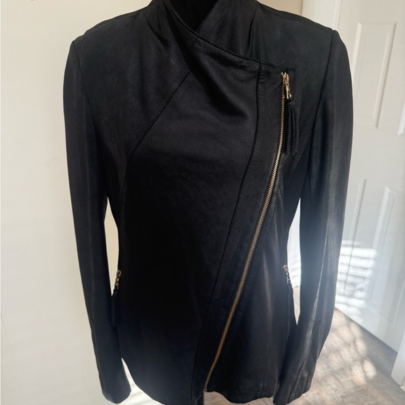 Via Spiga Black Lamb Leather Jacket Size Small